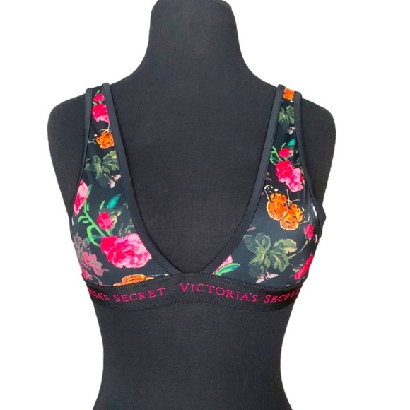 Victoria's Secret Other - Victoria’s Secret Swim Bikini Top Black Floral Size Medium